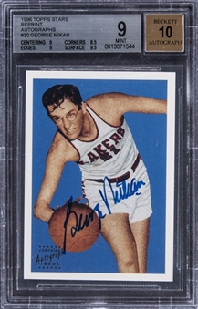 1996 Topps Star Reprint Auto #69 George Mikan Signed Card - BGS MINT 9/BGS 10